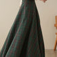 Swing Long wool plaid skirt 4624