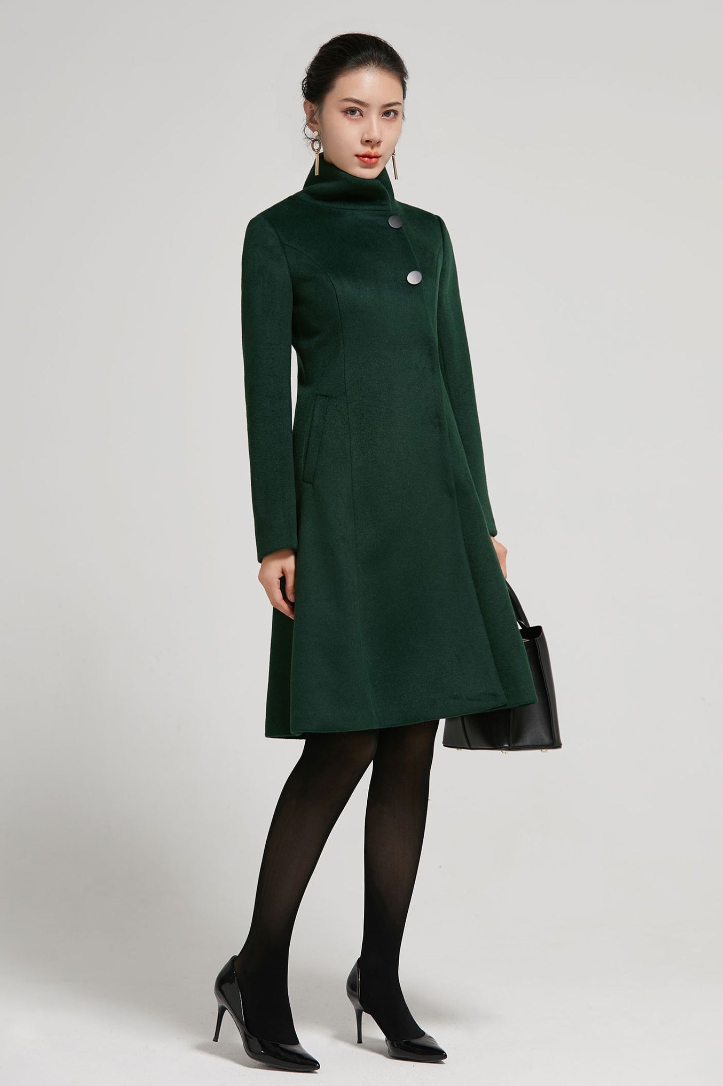 Vintage Inspired Emerald Green Winter coat women 2313