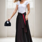 Black Long Chiffon Maxi Skirt Women 5130