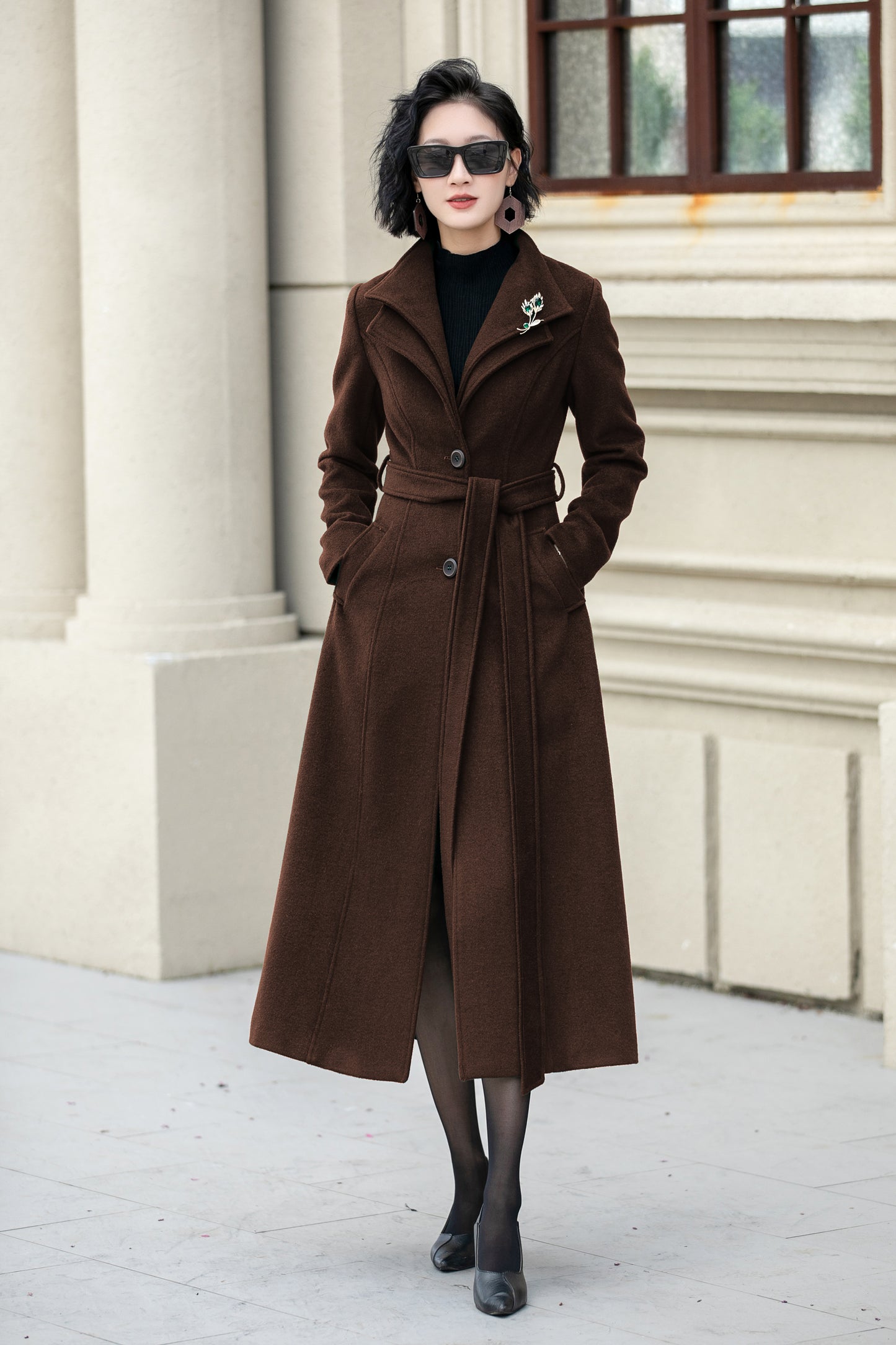 Long wool trench coat women 6306