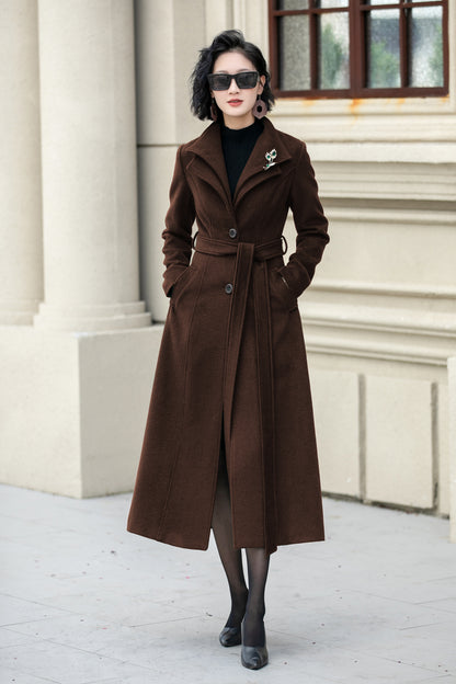 Long wool trench coat women 6306