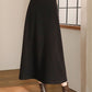 Black a line long wool skirt women 5468