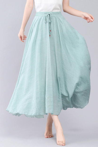 Swing Linen Maxi Causal Linen Summer A Line Skirt 3566