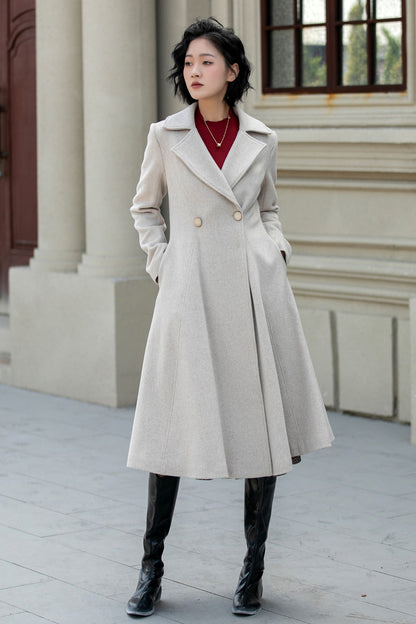 Vintage Wool Blend Coat – Handmade Winter Overcoat with Lining 5456