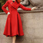 1950s Red Long princess wool coat 3189