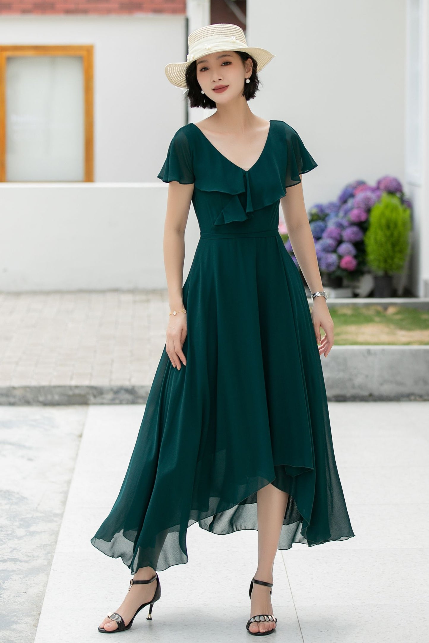 green swing summer chiffon dress 5990