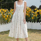Flowy Linen Midi Dress: Square Neck Sleeveless A-Line Summer Dress 6685