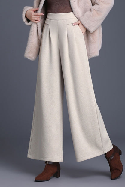 Wide leg wool pants with pockets 6229