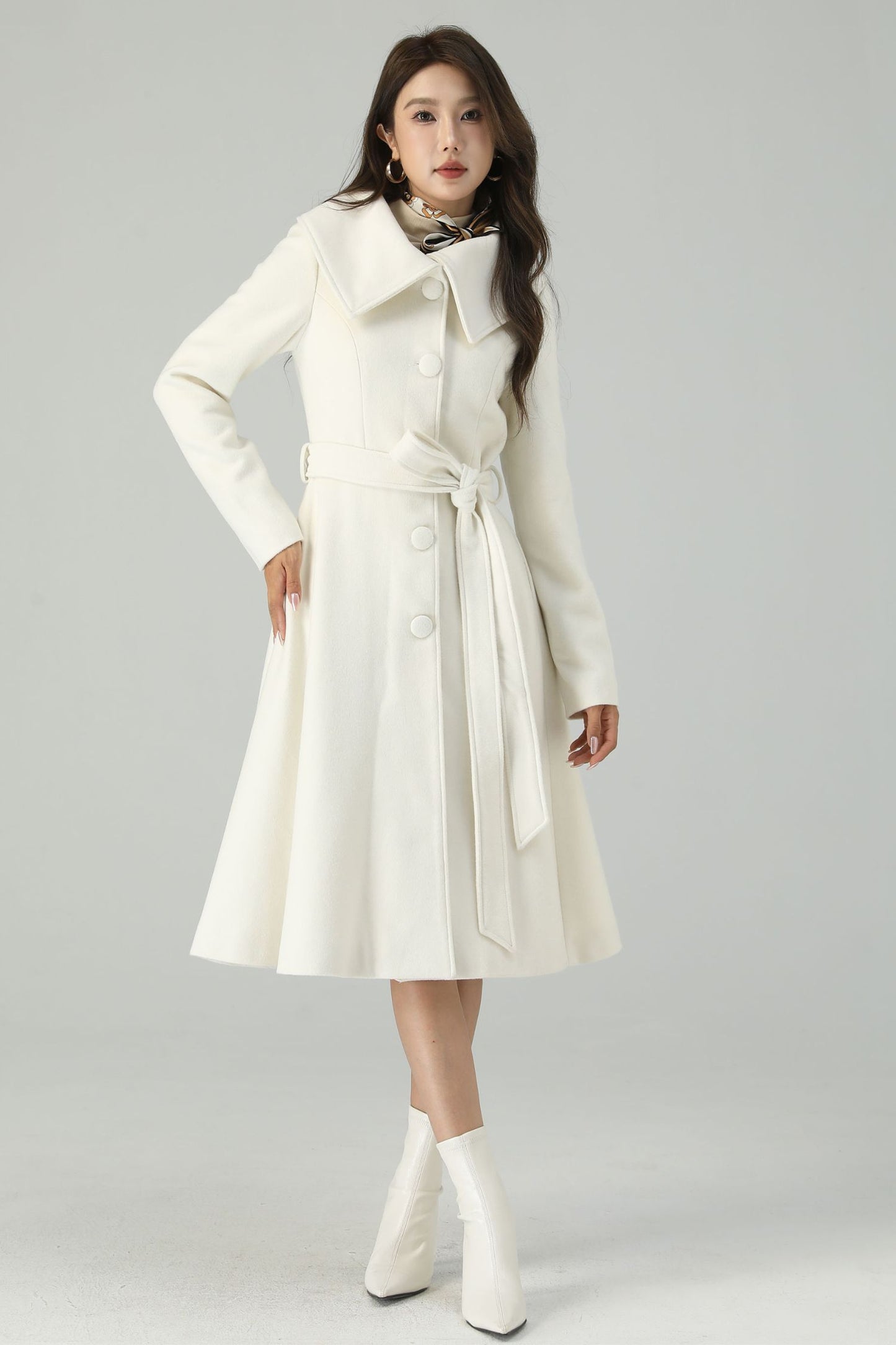 White Long Wool Princess Winter Coat 4520