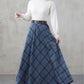 Women Winter long Plaid Wool skirt 4007