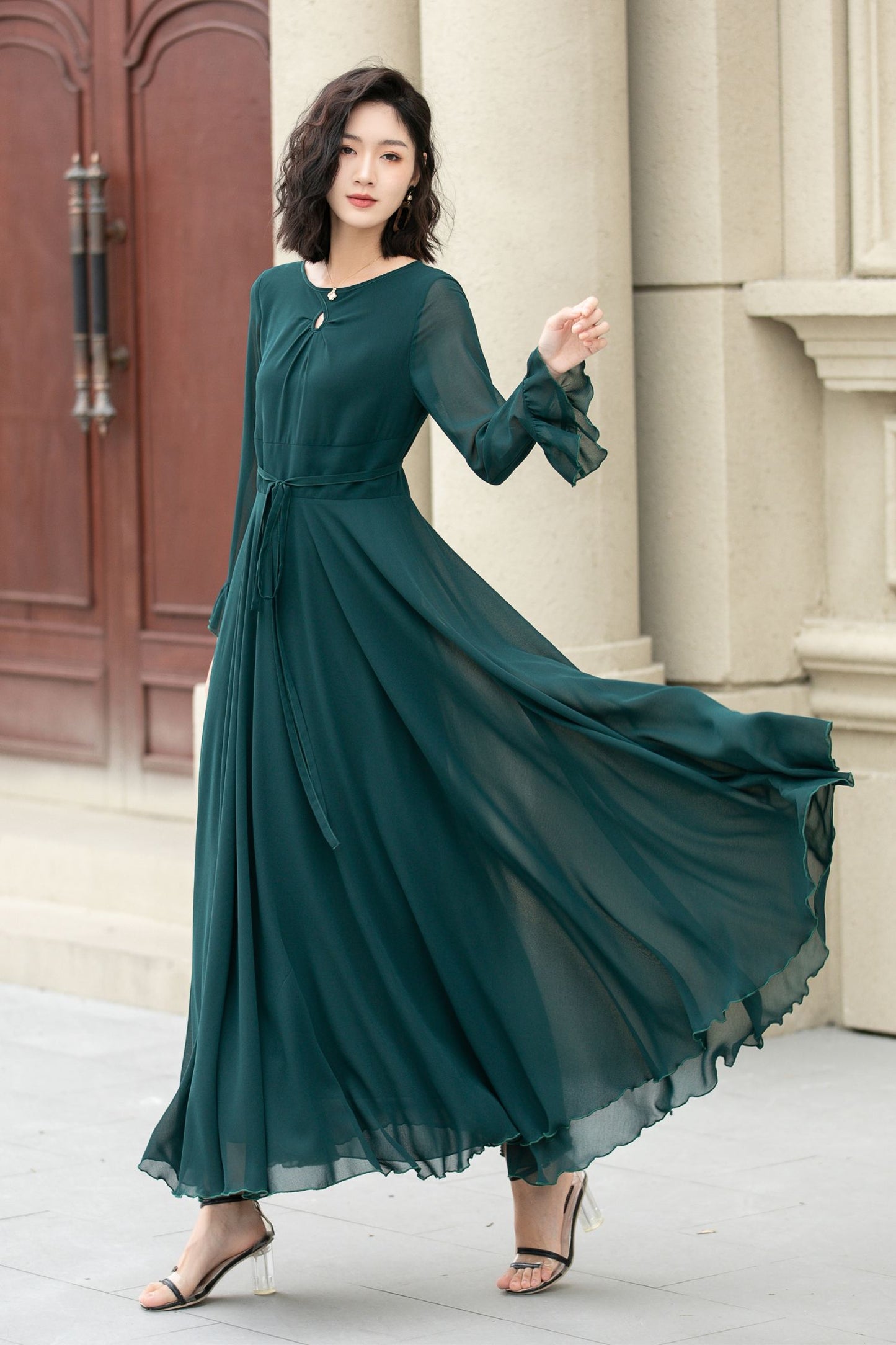 Prom boho long swing chiffon dresses 5141