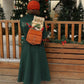 Green Winter Women Custom Retro Wool Coat 3155