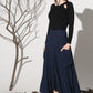Dark blue maxi linen skirt women skirt 1157