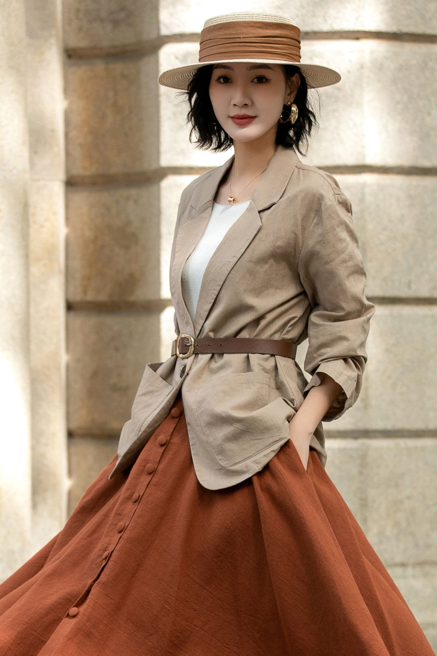 Womens Classic Linen Jacket with pockets 5690