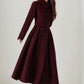 Burgundy princess winter wool coat 5244