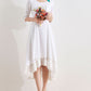 Little white dress with high low hem 2517