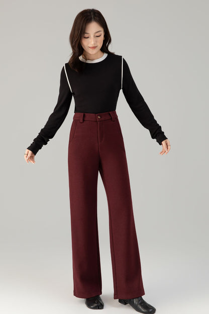 Loose fitting casual winter wool pants 6465