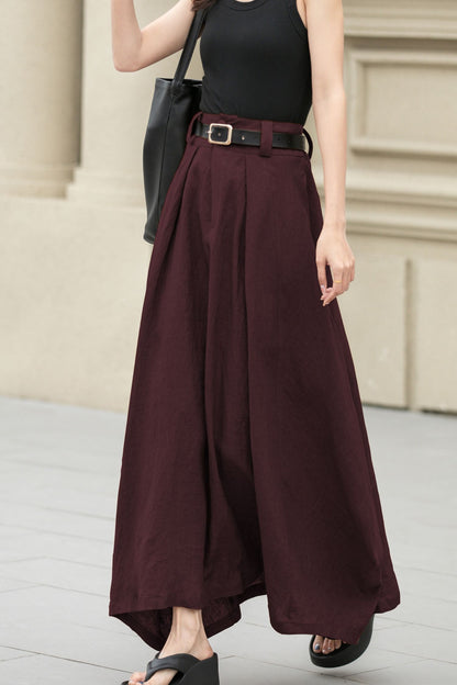 Irregular Linen Maxi Skirt with Pockets | Xiaolizi 6704