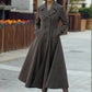 Timeless Wool Maxi Coat – Dark Brown Double Breasted Silhouette – 6296