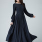 Long sleeve swing maxi dress in Blue 1465