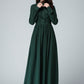 Handmade long sleeve shirt dress in green 1455