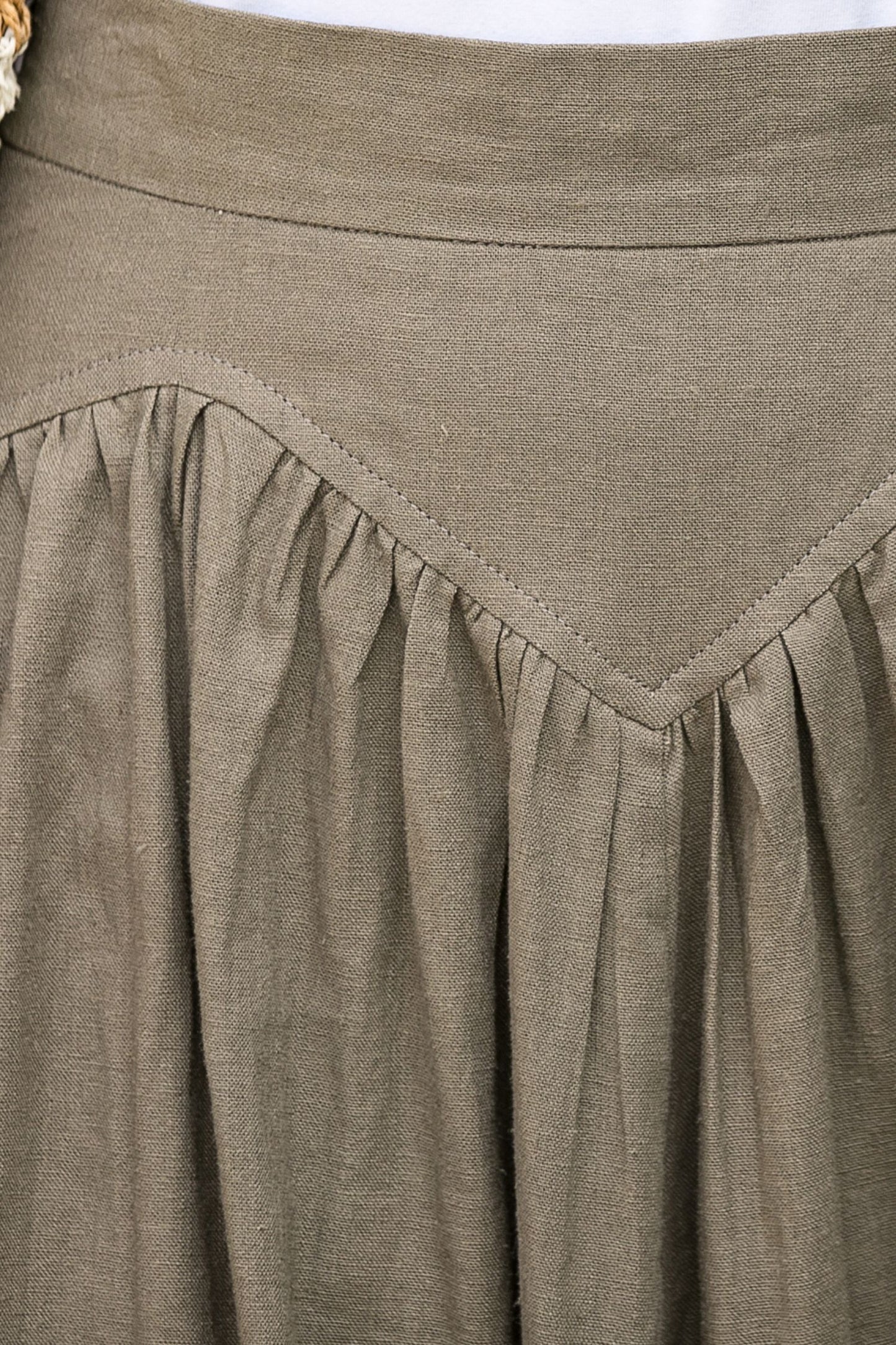 Pleated a line summer linen skirt 2878