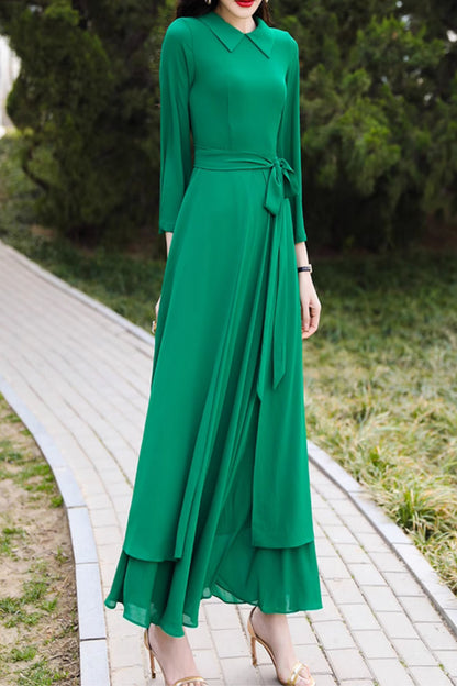 Swing green summer chiffon beach dress 5099