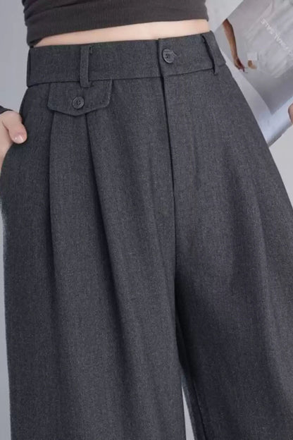 Wide leg autumn gray pants 6226