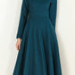 Wool Fit & Flare Long Dress Women 5253