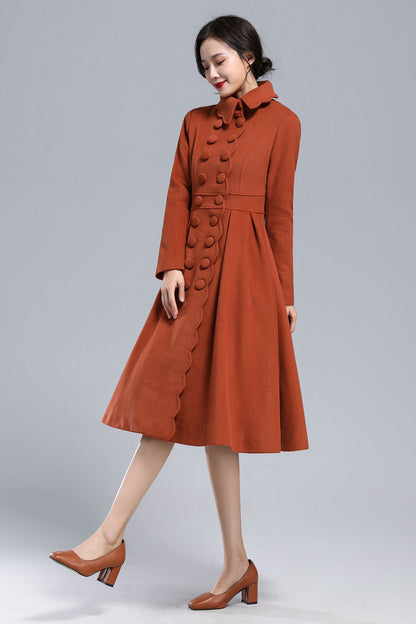 Handmade Caramel Wool Coat – Vintage Princess Winter Maxi Overcoat 3164