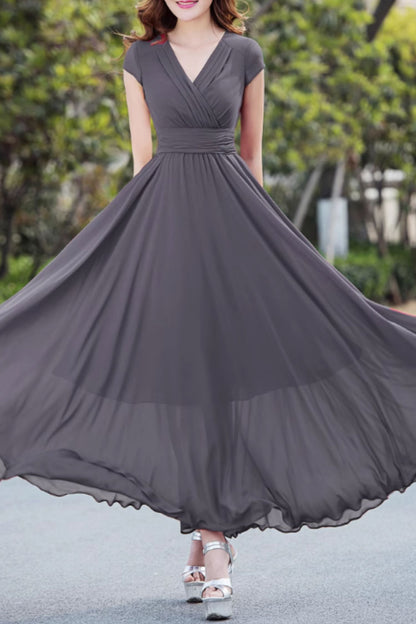 V neck prom summer wedding chiffon dress 5162