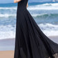 Fit and flare black maxi swing summer chiffon dress 5153