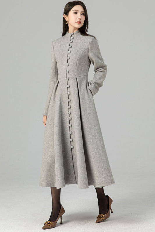 Single breasted A Line wool coat 4686