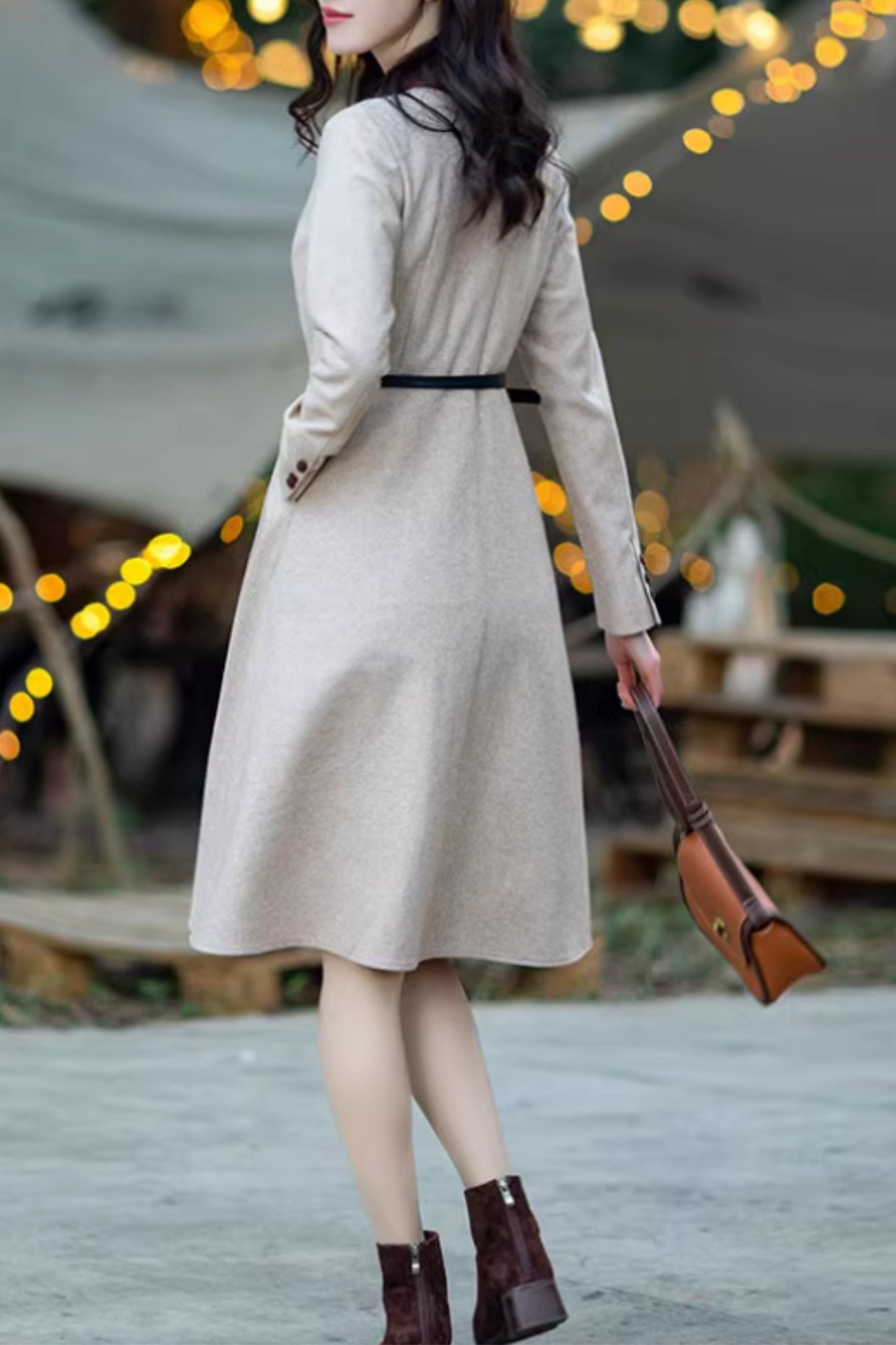 Long sleeves autumn wool dress 5279