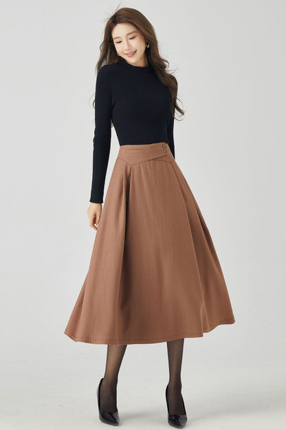Retro midi winter womens wool skirt 4527-Size XS #CK2300946