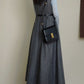 Sleeveless long gray wool dress women 5599