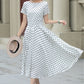 Black and white polka dot summer linen dress 5225