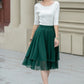 Green chiffon short summer skirt 5239