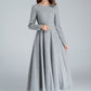 Gray Long sleeve Swing wool dress 1616