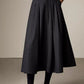 Handmade Wool Skirt – Classic Gray Winter Pleated Midi with Pockets 6357