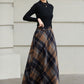 Xiaolizi Plaid Wool Maxi Skirt for Women – Handmade A-Line Winter Full-Length Skirt 6605
