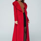 Women's long trench coat with hood 1602#