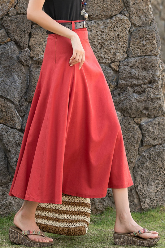 Spring midi linen skirt for women 2880