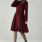 Hooded Burgundy Wool Coat – Vintage Fit & Flare Short Winter Coat | Xiaolizi 6572