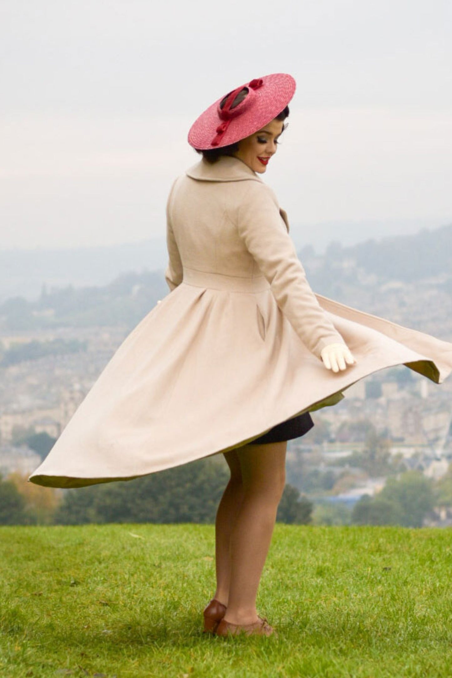 Vintage 50s Winter Beige Wool Princess Coat 3254