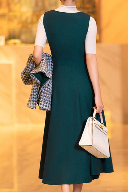 Autumn/winter sleeves wool dress women TT0188