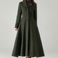 Army Green Herringbone Wool Coat – Elegant A-Line Maxi Winter Coat | Xiaolizi 6574