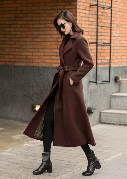 Xiaolizi Vintage Inspired Handmade Wool Blend Maxi Coat – Elegant Autumn Winter Outwear 6305