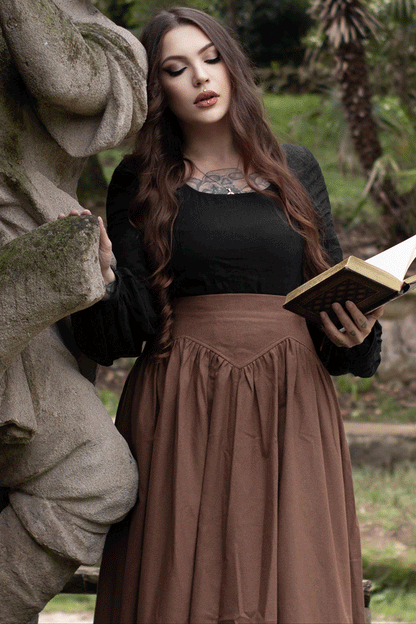 Brown Wool Maxi Skirt – Vintage High Waist A-Line Skirt for Autumn & Winter 4732