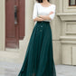 Maxi dark green summer chiffon skirt women 5220